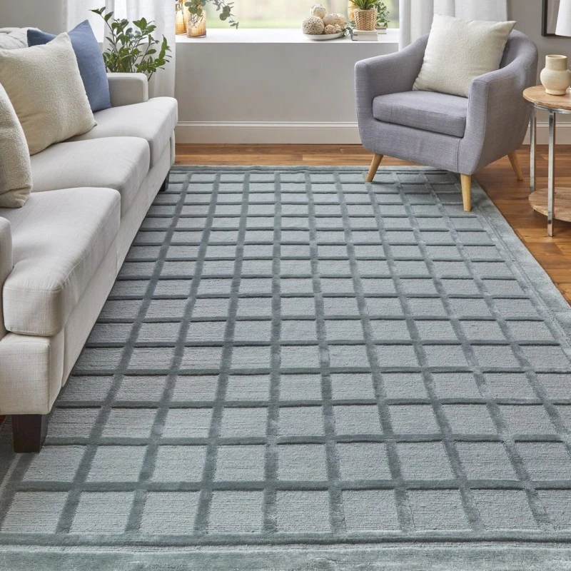 Feizy Channels AQUA 2877278F 5 ft. 6 in. X 8 ft. 6 in. Rectangle Rug