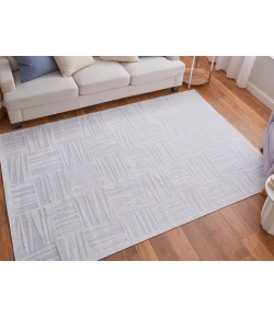 Feizy Saphir Mira WHITE/WHITE 6803493F 7 ft. 6 in. X 7 ft. 6 in. Round Rug