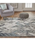 Feizy Micah Industrial Chevron, Black/Gray/Silver, 12' x 18' Area Rug