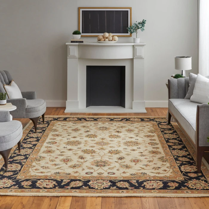 Feizy Wagner Classic Oriental, Tan/Brown/Black, 5' x 8' Area Rug