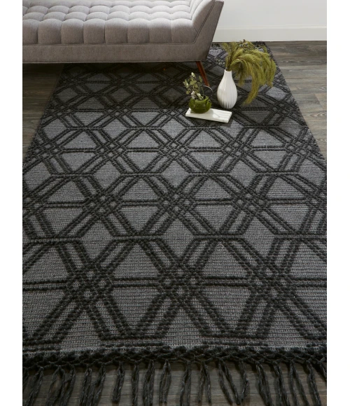 Feizy Phoenix Farmhouse Diamond, Black/Gray, 7'-9" x 9'-9" Area Rug