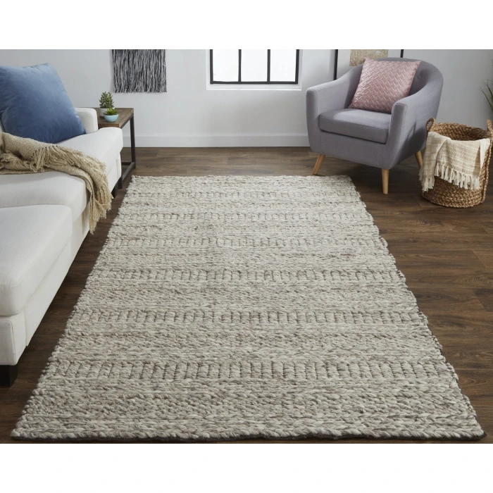 Feizy Berkeley Scandinavian Geometric, Ivory/Gray/Tan, 9'-6" x 13'-6" Area Rug