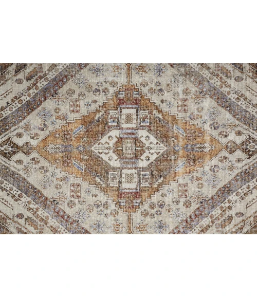 Feizy Percy Vintage Medallion Area Rug, Terracotta/Country Blue, 5ft-3in x 7ft-6in