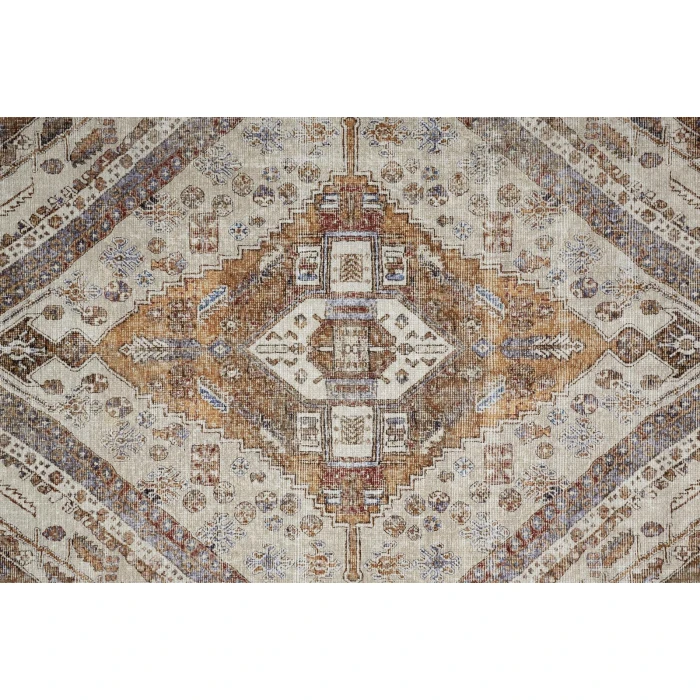 Feizy Percy Vintage Medallion Rug, Terracotta/Country Blue, 7ft-10in x 9ft-10in