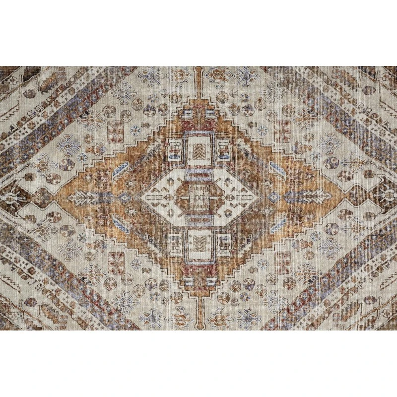 Feizy Percy Vintage Medallion Rug, Terracotta/Country Blue, 4ft x 6ft Accent Rug