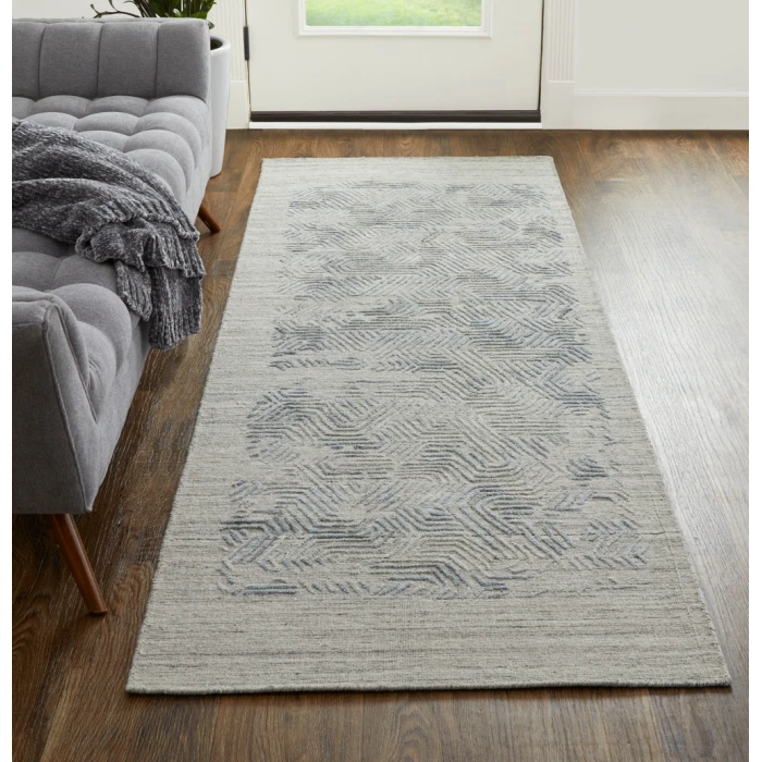 Feizy Elias Casual Abstract, Gray/Blue, 2'-9" x 8' Runner