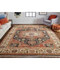 Feizy Carrington Bohemian & Eclectic Medallion, Red/Black/Ivory, 2' x 3' Accent Rug