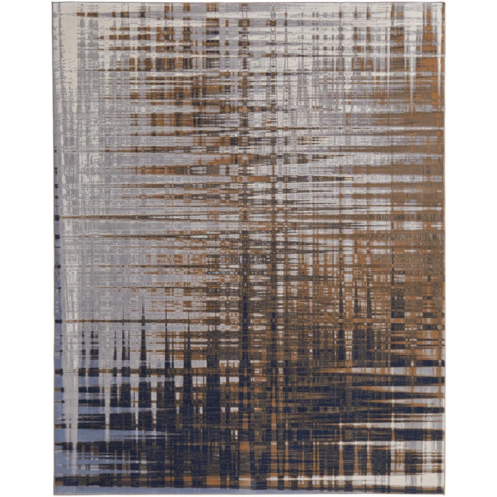 Feizy Clio Industrial Abstract, Blue/Orange/Gray, 2'-9" x 7'-10" RUNNER Runner