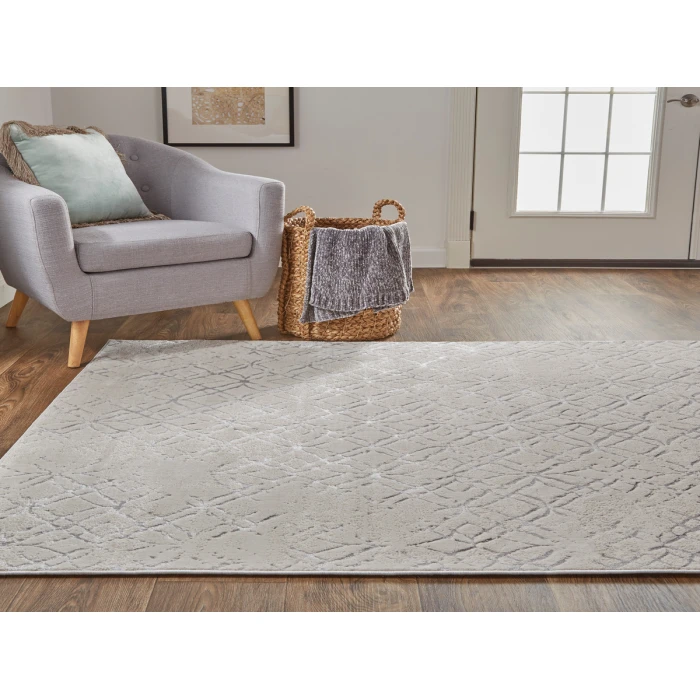 Feizy Micah Industrial Distressed, Silver/Gray/White, 3'-11" x 6' Accent Rug