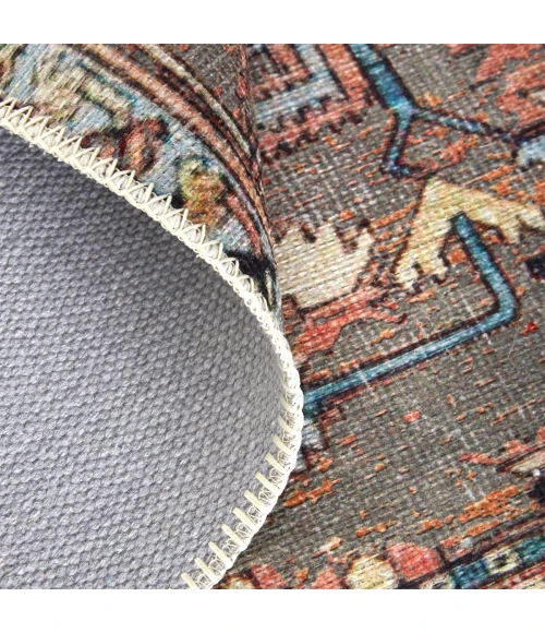 Feizy Percy Vintage Medallion, Pink Clay/Warm Gray, 7ft-10in x 9ft-10in Area Rug