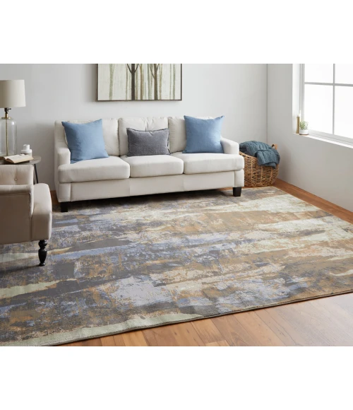 Feizy Clio Casual Abstract, Brown/Blue/Ivory, 3'-10" x 6' Accent Rug