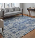 Feizy Eastfield Casual Abstract, Blue/Ivory, 8' x 8' Round Rug