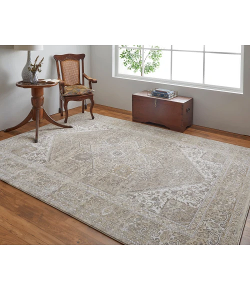 Feizy Celene Vintage Medallion, Brown/Ivory/Tan, 7'-9" x 10' Area Rug