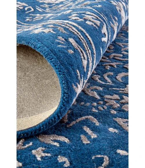 Feizy Bella High/Low Floral Wool Rug, Vallarta Blue/Silver Gray, 10ft x 14ft Area Rug