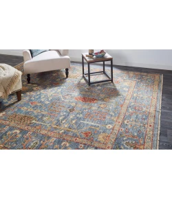 Feizy Carrington 6499F BLUE/RUST Area Rug 9 ft. 6 in. X 13 ft. 6 in. Rectangle