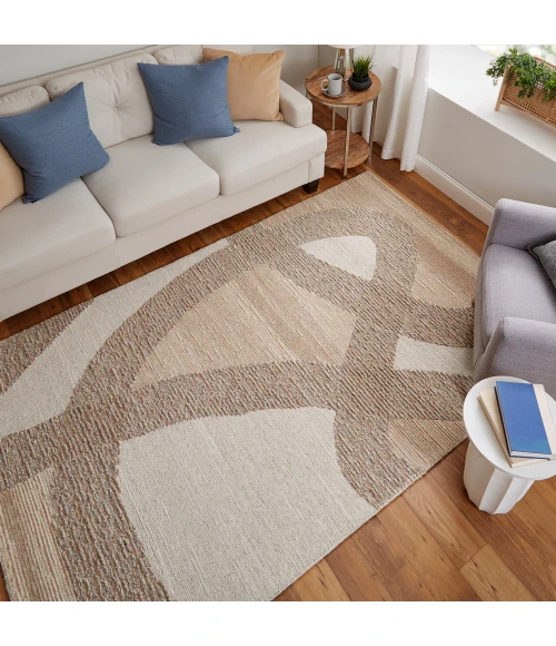 Feizy Pollock Bohemian & Eclectic Abstract, Brown/Tan/Ivory, 2' x 3' Accent Rug