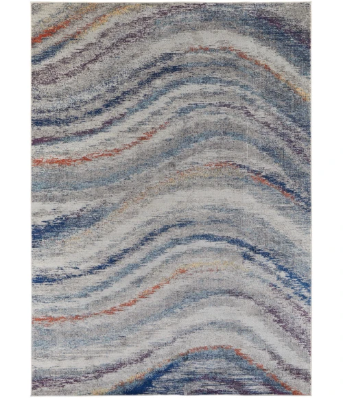 Feizy Edgemont Casual Abstract, Blue/Gray/Orange, 10' x 14' Area Rug