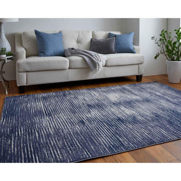 Feizy Indio Industrial Gradient & Ombre, Blue/Gray/Ivory, 2'-10" x 7'-10" Runner