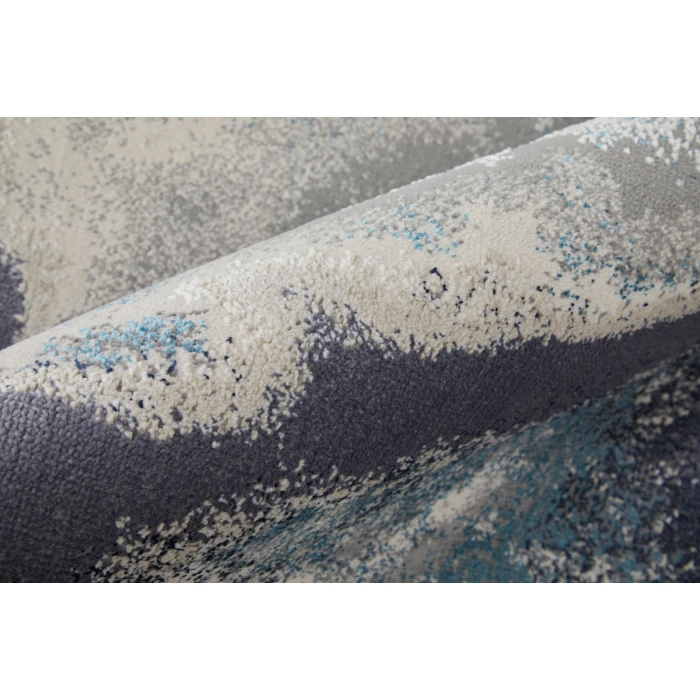 Feizy Astra Industrial Abstract, Blue/Gray/Ivory, 1'-8" x 2'-10" Area Rug