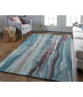 Feizy Amira Contemporary Watercolor Rug, Crystal Teal/Red/Tan, 8ft x 10ft Area Rug