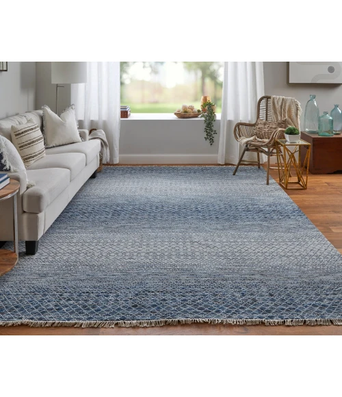 Feizy Branson Casual Solid, Blue/Ivory, 2' x 3' Accent Rug