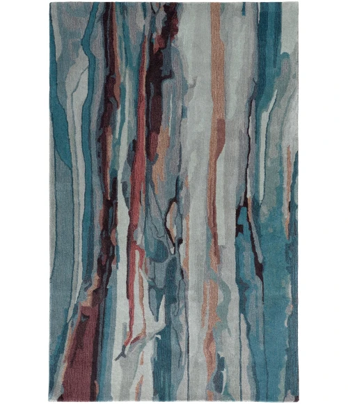 Feizy Amira Contemporary Watercolor Rug, Crystal Teal/Red/Tan, 8ft x 10ft Area Rug