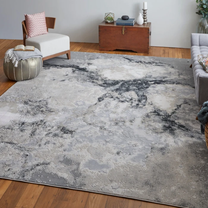 Feizy Astra Industrial Abstract, Gray/Ivory, 2'-10" x 7'-10" Runner
