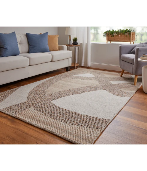 Feizy Pollock Bohemian & Eclectic Abstract, Brown/Tan/Ivory, 2' x 3' Accent Rug