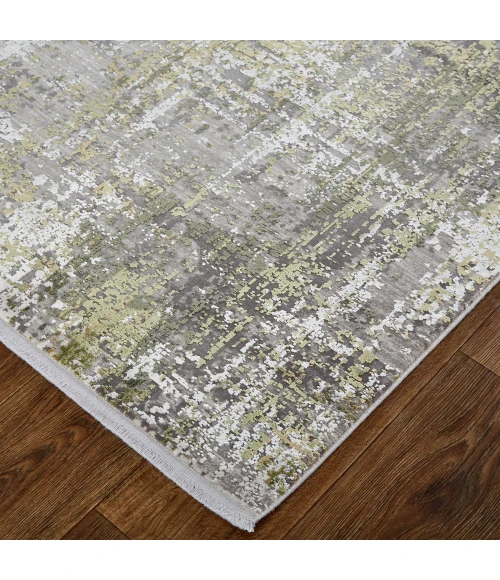 Feizy Cadiz Casual Abstract, Green/Gray/Ivory, 3'-1" x 10' Runner