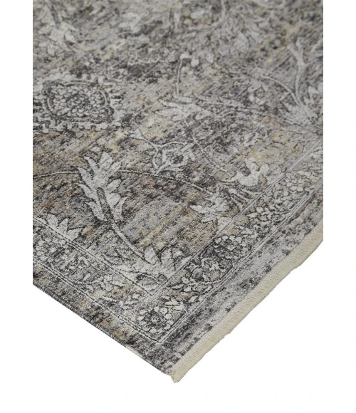Feizy Sarrant Bohemian & Eclectic Medallion, Gray/Ivory/Tan, 9'-6" x 12'-7" Area Rug