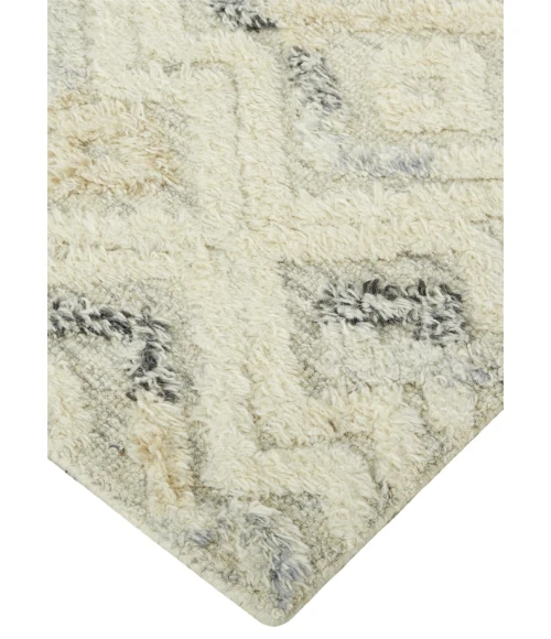 Feizy Anica Moroccan Diamond Wool Tufted Accent Rug, Ivory/Chambray Blue, 2ft x 3ft