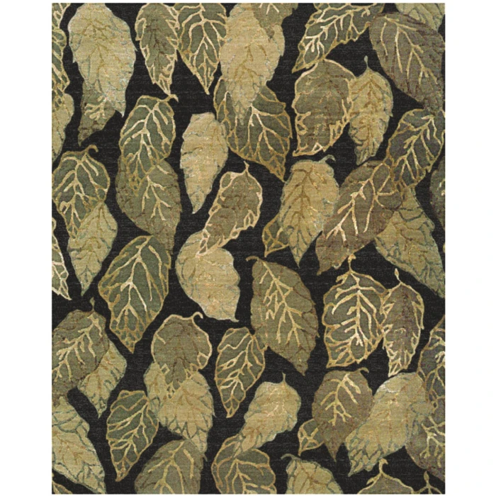 Feizy Leafscape BLACK 2857274F 5 ft. 6 in. X 8 ft. 6 in. Rectangle Rug