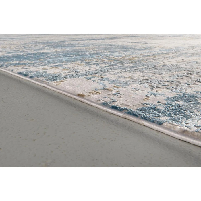 Feizy Cadiz Industrial Abstract, Ivory/Tan/Blue, 12' x 18' Area Rug