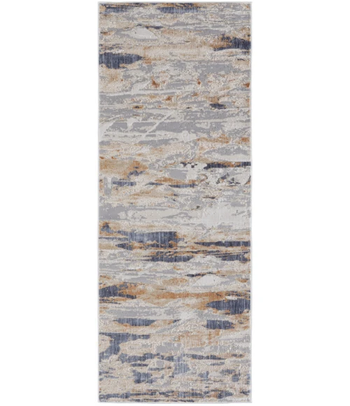 Feizy Laina Industrial Abstract, Tan/Orange/Ivory, 3' x 10' Runner
