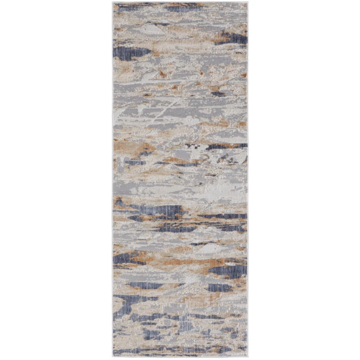 Feizy Laina Industrial Abstract, Tan/Orange/Ivory, 3' x 12' Runner