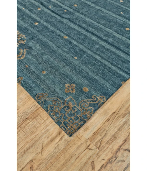 Feizy Qing Casual Stripes, Blue/Green/Tan, 2' x 3' Accent Rug