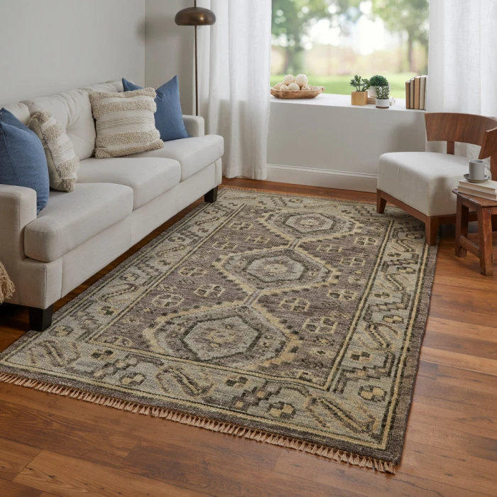 Feizy Fillmore Classic Diamond, Brown/Gray, 2'-6" x 12' Runner