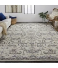 Feizy Fallon Rustic Farmhouse Rug, Light Gray/Cornflower Blue, 5ft x 8ft