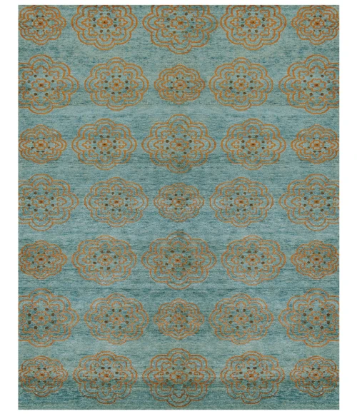 Feizy Qing Casual Floral & Botanical, Blue/Green/Taupe, 7'-9" x 9'-9" Area Rug