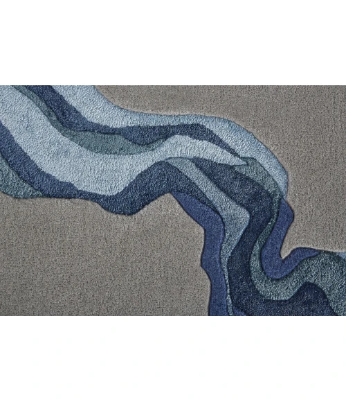 Feizy Serrano Industrial Abstract, Gray/Blue, 9' x 12' Area Rug