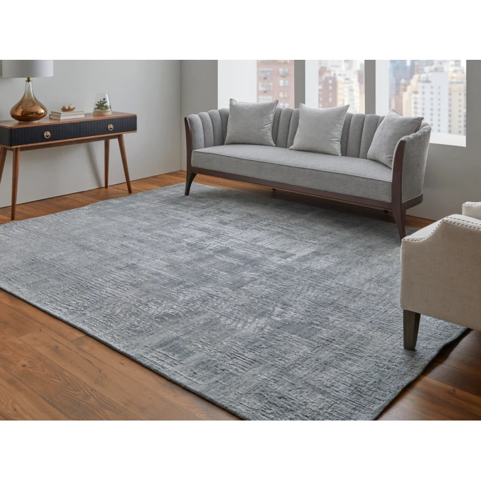 Feizy Eastfield Casual Abstract, Blue/Silver, 2'-6" x 8' Runner