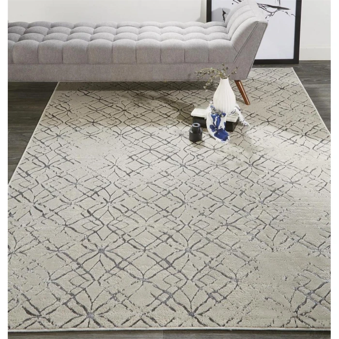 Feizy Micah Industrial Distressed, Silver/Gray/White, 3'-11" x 6' Accent Rug
