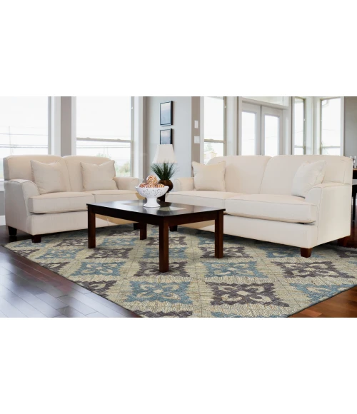 Feizy Bermuda Bohemian & Eclectic Geometric, Blue/Gray/Taupe, 5' x 8' Area Rug