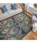 Feizy Amzad Craftsman Ikat, Blue/Gray/Tan, 9'-6" x 13'-6" Area Rug