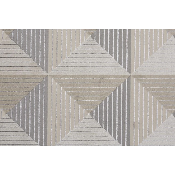 Feizy Micah Mid-Century Modern Geometric, Ivory/Gray/Ivory, 9'-2" x 12' Area Rug