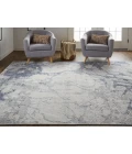 Feizy Laina Casual Abstract, Ivory/Blue, 7'-10" x 9'-6" Area Rug