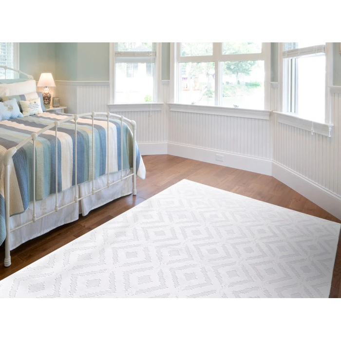 Feizy Saphir Mira WHITE/WHITE 6803490F 7 ft. 6 in. X 7 ft. 6 in. Round Rug