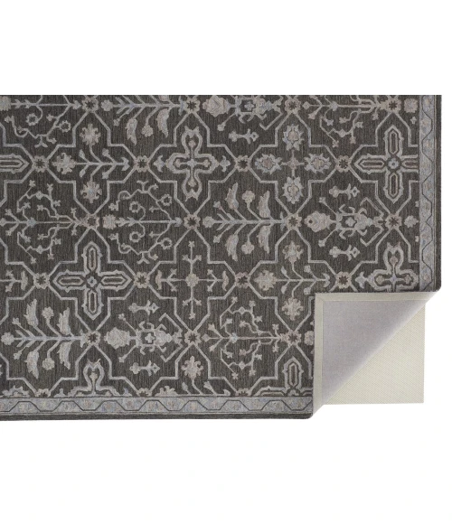 Feizy Fallon Rustic Farmhouse Rug, Ornamental, Warm Dark Gray, 2ft x 3ft Accent Rug