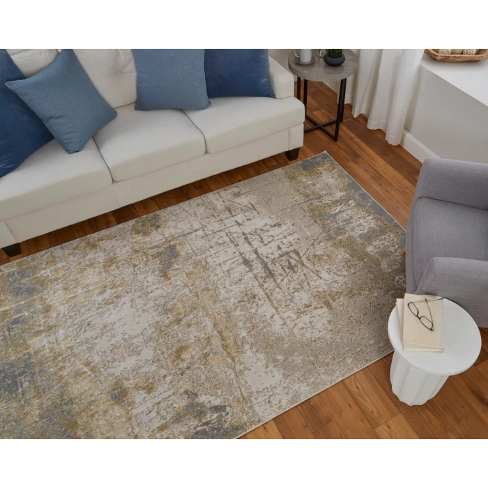 Feizy Aura Luxury & Glam Abstract, Ivory/Brown/Gray, 1'-8" x 2'-10" Accent Rug