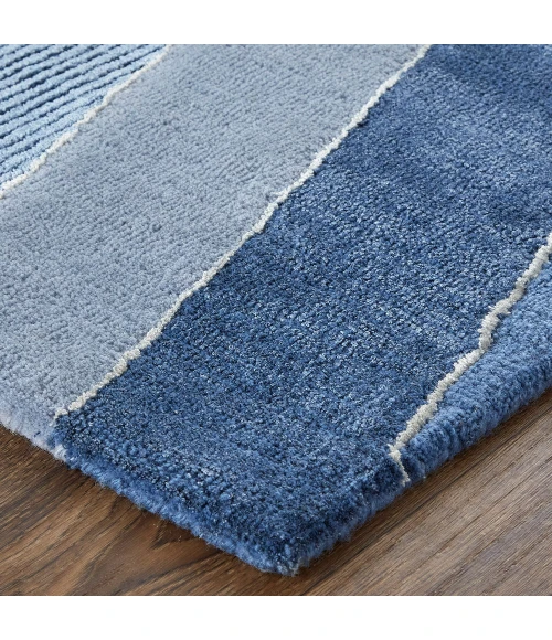 Feizy Nash Farmhouse Geometric, Blue/Silver, 9' x 12' Area Rug